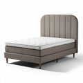 Upholstered bed frame with tufted headboard and mattress included in gray color