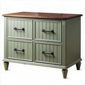 Wooden storage cabinet with four drawers in green and brown finish 80 x 40 x 70cm