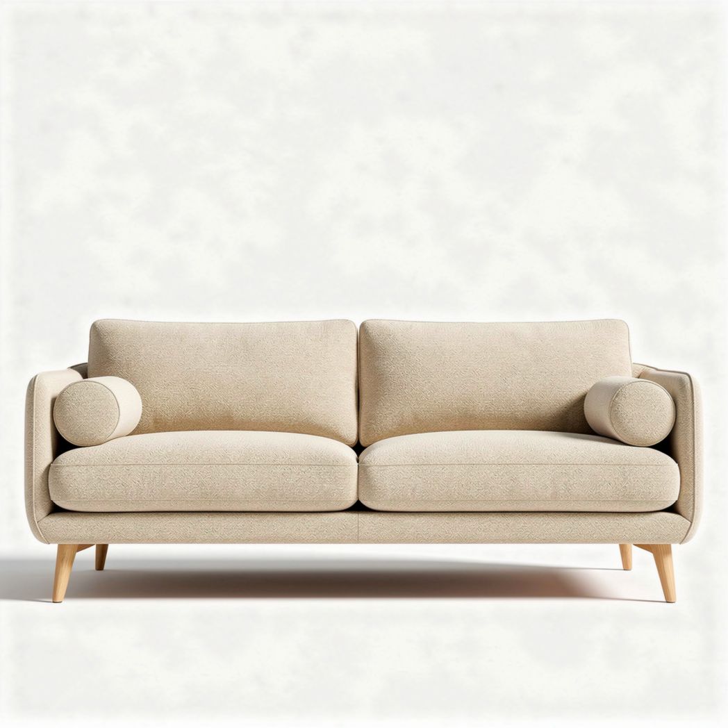 Beige upholstered sofa with removable cushions dimensions 180 x 85 x 75cm