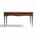 Wooden writing desk with three drawers and metal accents 120 x 60 x 75cm