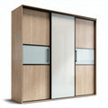 Sliding wardrobe with glass doors and wooden frame 200 x 50 x 150cm