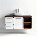 Wall-mounted bathroom vanity with white ceramic sink and wooden cabinets 60 x 50 x 15cm