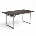 Folding dining table in black with stainless steel frame 150 x 75 x 75cm