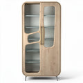 Wooden display cabinet with glass shelves and modern design 80 x 40 x 200cm