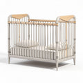 Wooden crib with removable mattress in light gray finish 120 x 60 x 90cm