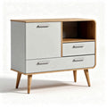 Modern storage cabinet in white and natural wood finish 80 x 40 x 75cm
