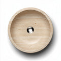Round travertine bathroom sink for countertop installation 40 x 40 x 15cm