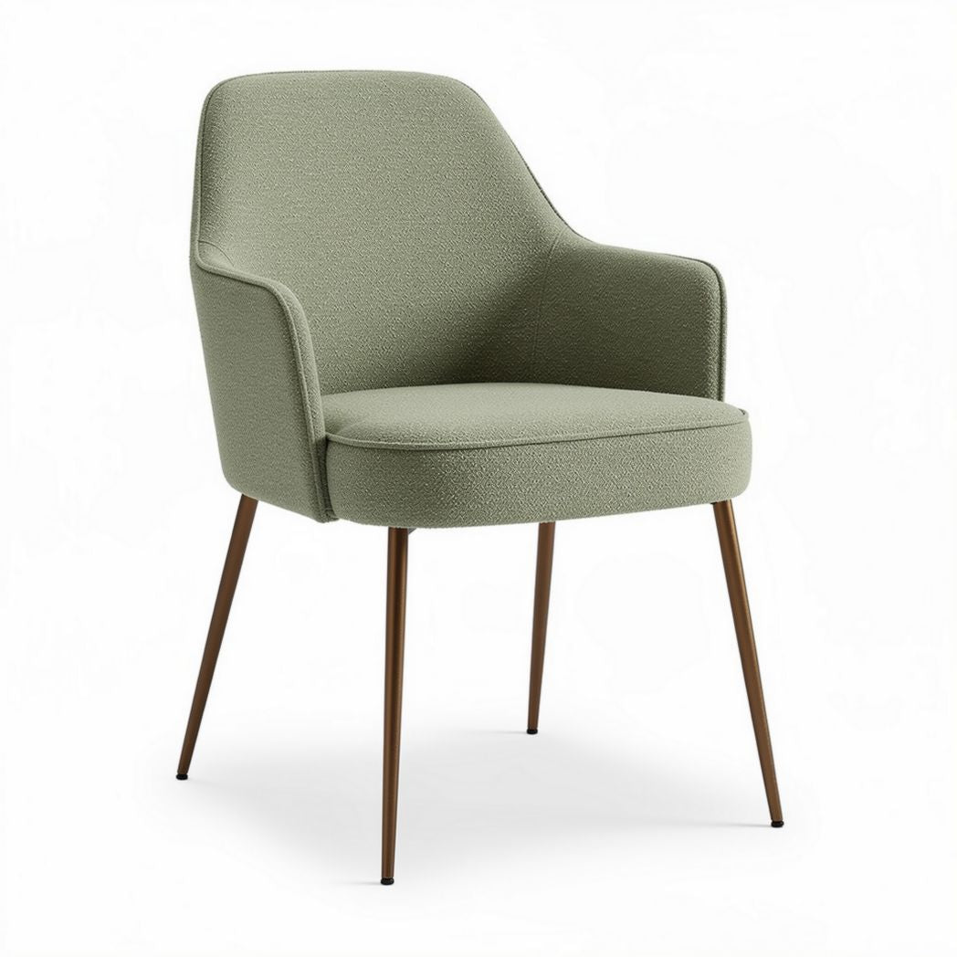 Fabric dining chair with metal legs in light green 60 x 60 x 80cm