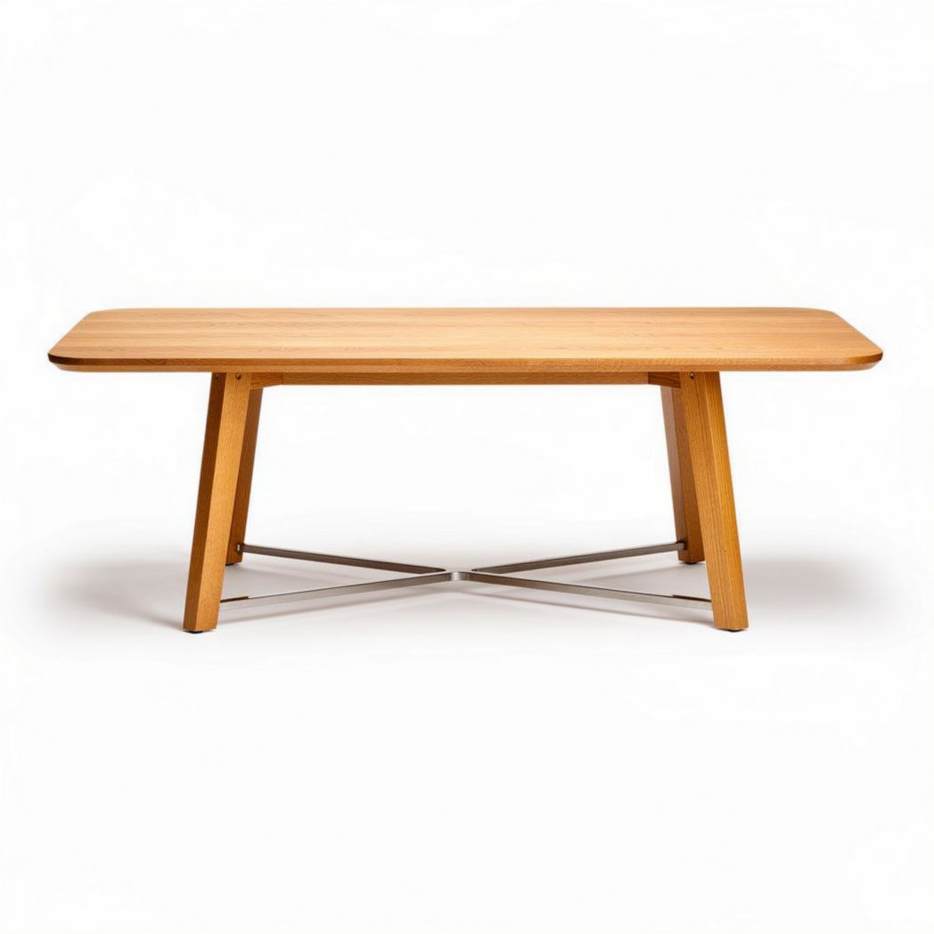 Wooden coffee table with stainless steel legs 150 x 80 x 45cm